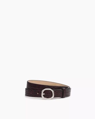 Rag & Bone Womens Mini Audrey Leather Belt In Bordeaux Croc