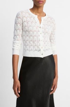 Vince Open Stitch Cotton Cardigan in Optic White at Nordstrom Rack, Size X-Large