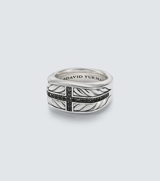 David Yurman Chevron sterling silver ring with diamonds