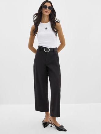 Icone Womens Belted stretch barrel pant