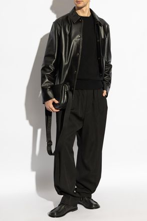 Loewe Leather Shirt, Mens, Black