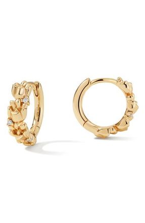 Made by Mary Cubic Zirconia Birthstone Flower Huggie Hoop Earrings in Gold May at Nordstrom