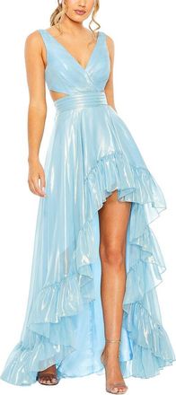Mac Duggal Cut Out High Low Ruffle Gown