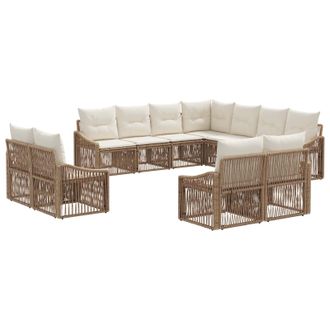 vidaXL Conjunto De Sof&aacute;s De Jard&iacute;n 11 Pcs Beige Rat&aacute;n Sint&eacute;tico Vidaxl