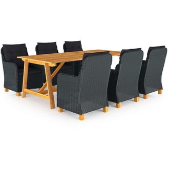 vidaXL 7 Pcs Dining Set Para Jard&iacute;n Gris Oscuro