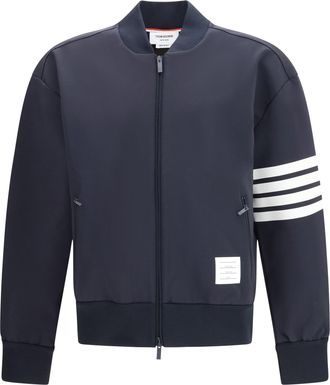 Thom Browne Mens Zipped Bomber Jacket Navy Viscose Padded & Down