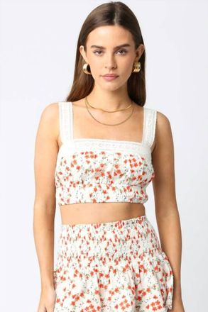 Olivaceous Marissa Floral Top In Cream Orange