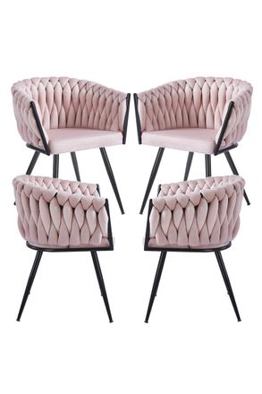 Regalos Miguel Packs Sillas Comedor - Pack 4 Sillas Widny Black Terciopelo - Rosa