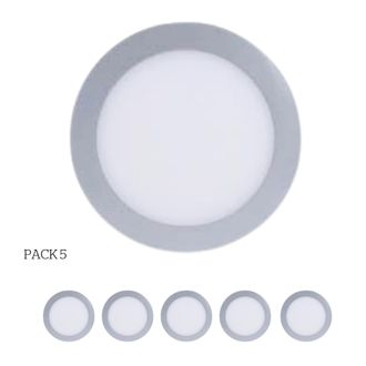 Forlight Forlight - Easy Circular - 5 Downlights Con Led Integrado 4000k Para Iluminar Hacia Abajo On/off &Oslash;22,5cm Color Gris