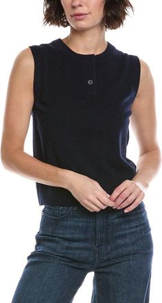 Vince Wool & Cashmere-Blend Henley Crew Neck Shell