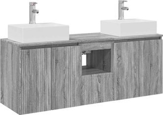 vidaXL Juego De Muebles De Ba&ntilde;o 3 Uds. Sonoma Gris 49,5 X 41 X 62,5 Cm Vidaxl