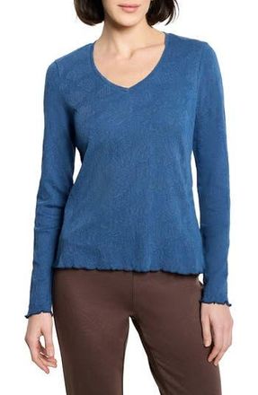 Nic+Zoe Lace Cotton V-Neck T-Shirt in Ocean at Nordstrom Rack, Size Xx-Large