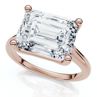 Pompeii3 Certified 5Ct Emerald Cut Lab Grown Diamond Solitaire East West Engagement Ring