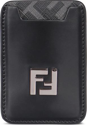 Fendi FF logo leather card holder - Black