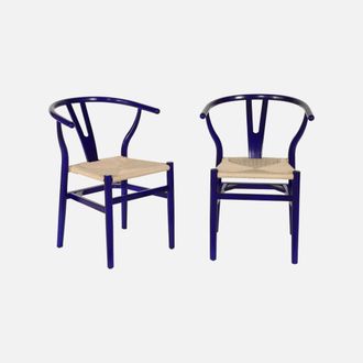 Sweeek Silla De Madera Con Asiento De Cuerda, Set De 2