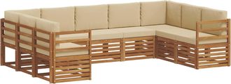 vidaXL Conjunto De Sof&aacute;s De Exterior 9 Uds. Natural Y Beige Vidaxl