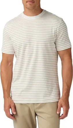 Mizzen+Main Palmer Stripe Pima Cotton T-Shirt in White Khaki Stripe at Nordstrom, Size Xx-Large