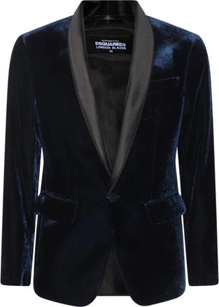 Dsquared2 Blauwe Blazerjassen met Frontale Knoop - Heren - Blazers - Blauw - L - Jassen