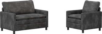 vidaXL Juego De Sof&aacute; 2 Uds. Gris Oscuro Poli&eacute;ster Vidaxl