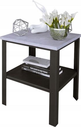 OEM Mesita De Noche Atornillada Con Estante, Ideal Para Dormitorio Tipo Loft, 40x40x45 Cm, Color Negro Y Hormig&oacute;n Claro