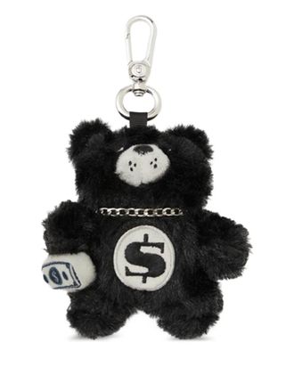 Sprayground Cray dollar-sign bear keyring - men - Polyester - One Size - Black