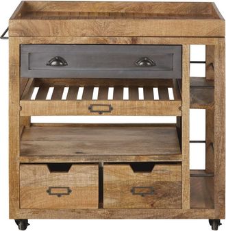 Maisons du monde Isla de cocina con ruedas de madera