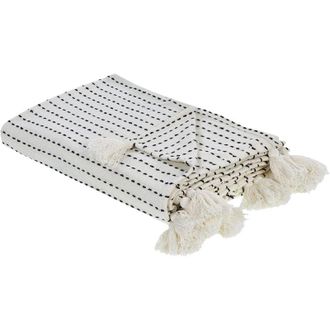 Beliani Beliani - Bedspread Decorative Throw Bedding Cotton 200 x 220 cm with Tassels Off-White Modar