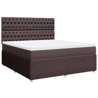 vidaXL Vidaxl - Cama Box Spring Con Colch&oacute;n Tela Marr&oacute;n Oscuro 180x200 Cm