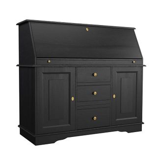 Ballard Designs Casa Florentina San Marino Secretary Desk - Distressed Black Over Gray - Ballard Designs
