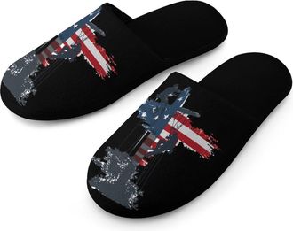 Generic USA Lineman Mens Slippers Warm Non-Slip Houes Shose Spa Slipper for Home Bedroom