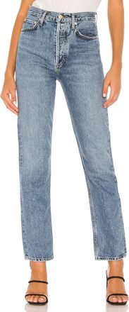 A Gold E 90s Pinch Waist High Rise Straight Jeans In Navigate