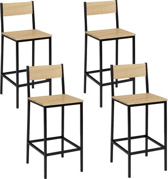 IDMarket Set Di 4 Sgabelli Da Bar Con Schienale Di Design Industriale Detroit