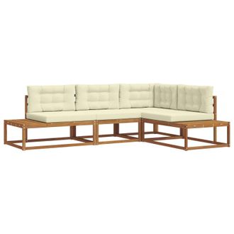 vidaXL Conjunto De Sof&aacute;s De Exterior Natural Y Crema Vidaxl