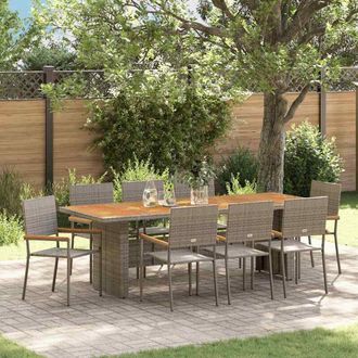 vidaXL Garden Dining Set 9 pcs Grey Poly rattan vidaXL