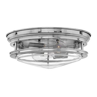 Netlighting Hinkley Hadrian 2 Light Flush Mount Chrome with Glass IP44 in Grey