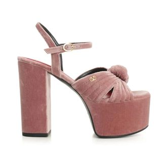 Valentino Garavani Crasher Velvet Platform Sandal 125mm - female - Valentino Garavani - High Heel Sandals - Pink - 7 UK - Shoes
