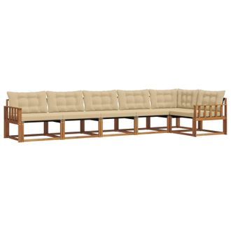 vidaXL Conjunto De Sof&aacute;s De Exterior Con Coj&iacute;n 6 Pcs Natural Y Beige Vidaxl