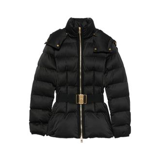 Elisabetta Franchi Jassen, Dames, Zwart, M, Leer, Donsjack