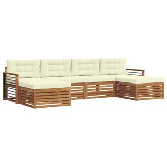 vidaXL Juegos De Sof&aacute;s 6 Pcs Natural Y Crema Madera De Acacia S&oacute;lida Vidaxl