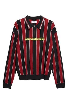 Martine Rose Stripe Logo Polo in Red Black at Nordstrom, Size Large