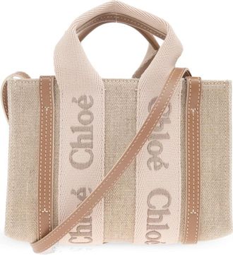 Chlo&eacute; Schoudertas Woody Mini - Dames - Handtassen - Beige - ONE Size - Leer - Tassen