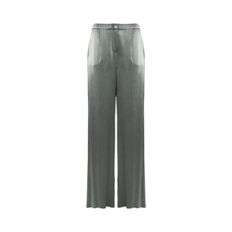 Nenette Wide Trousers, female, Green, Size: XL Raso Crinkle Wide-Leg Trousers