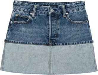 Alexander Wang Logo-Embroidered Denim Mini Skirt - Womens - Cotton