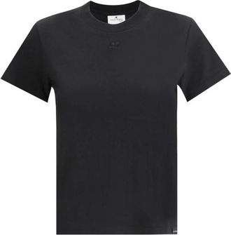 Courr&egrave;ges Iconisch Logo Katoenen T-Shirt - Dames - T-shirts - Zwart - L - Katoen - Tops