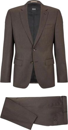 HUGO BOSS Single Breasted Suit - Heren - Business pakken - Bruin - 2XL - Leer - Kostuums