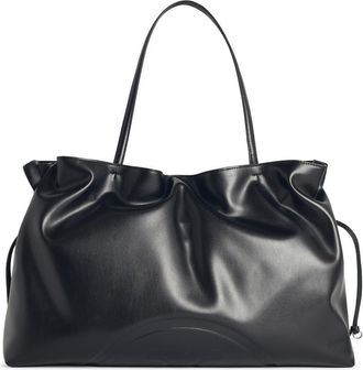 Tory Burch Gro&szlig;e Shopping Ella Natuura-Tasche von Tory Burch mit schwarzem Lear-Kordelzug