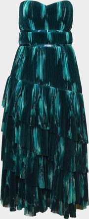 Hutch Lanza Strapless Pleated Tulle Gown