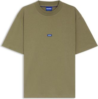 HUGO BOSS Regular-fit cotton-jersey T-shirt with blue logo patch