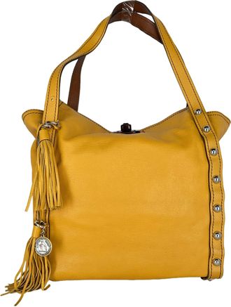 Lanvin Vintage Studded Tote Bag in Yellow Leather