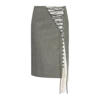Alexander McQueen Dames, Rokken, Grijs, Maat: M Wol